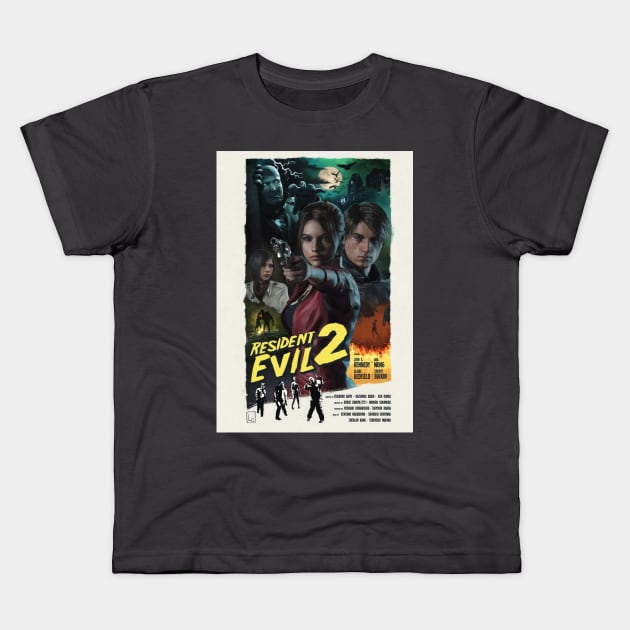 Resident Evil 2 Remake Poster | Movie Retro Style Art Kids T-Shirt by Zalbathira